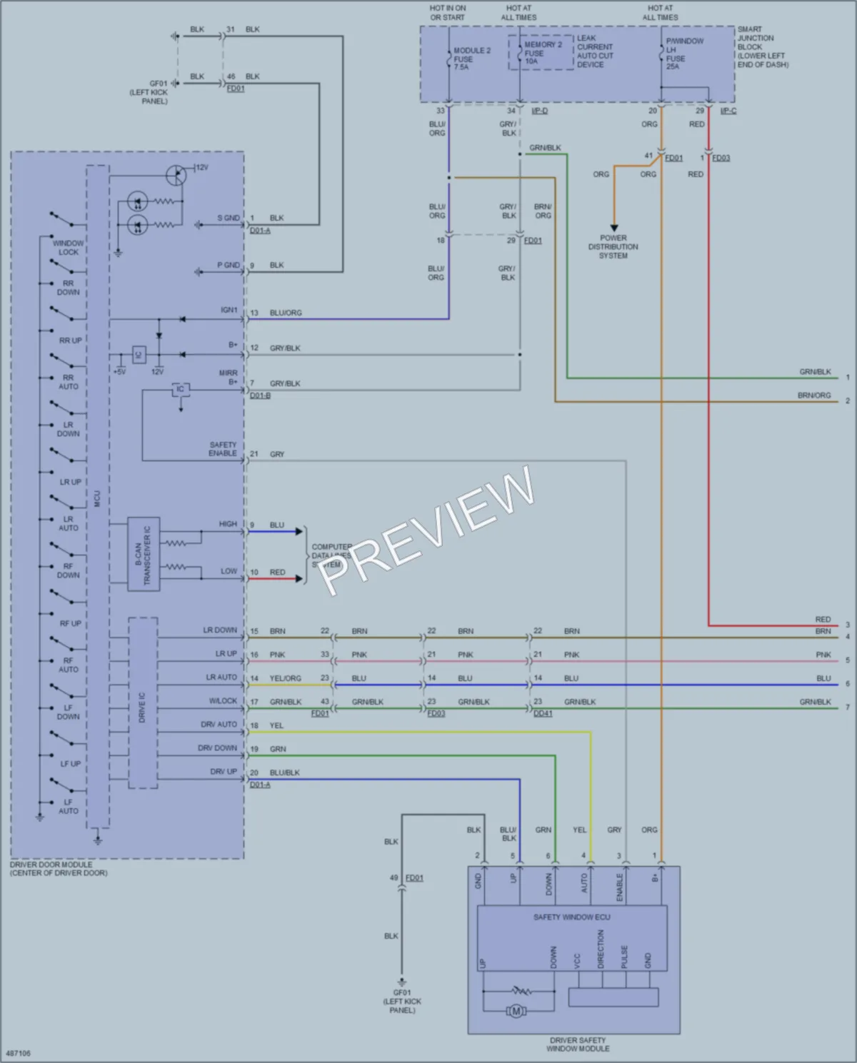 2016 Kia Sedona Power Windows wiring diagram preview