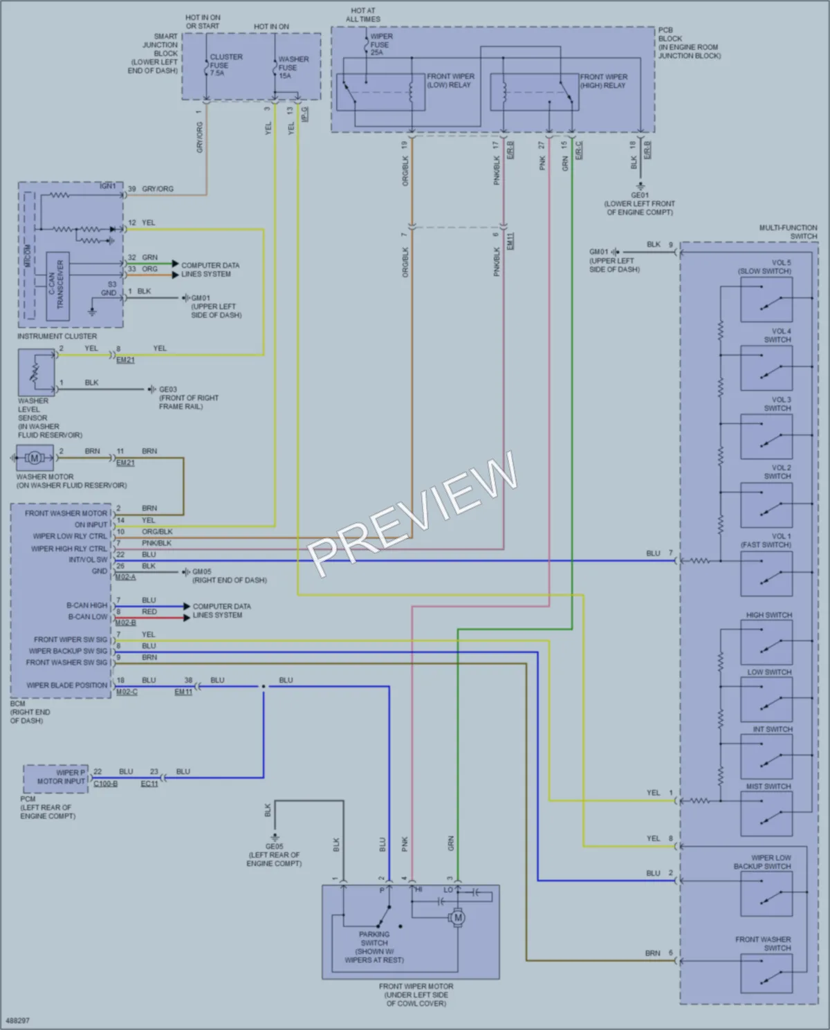 2016 Kia Sedona Wiper Washer wiring diagram preview