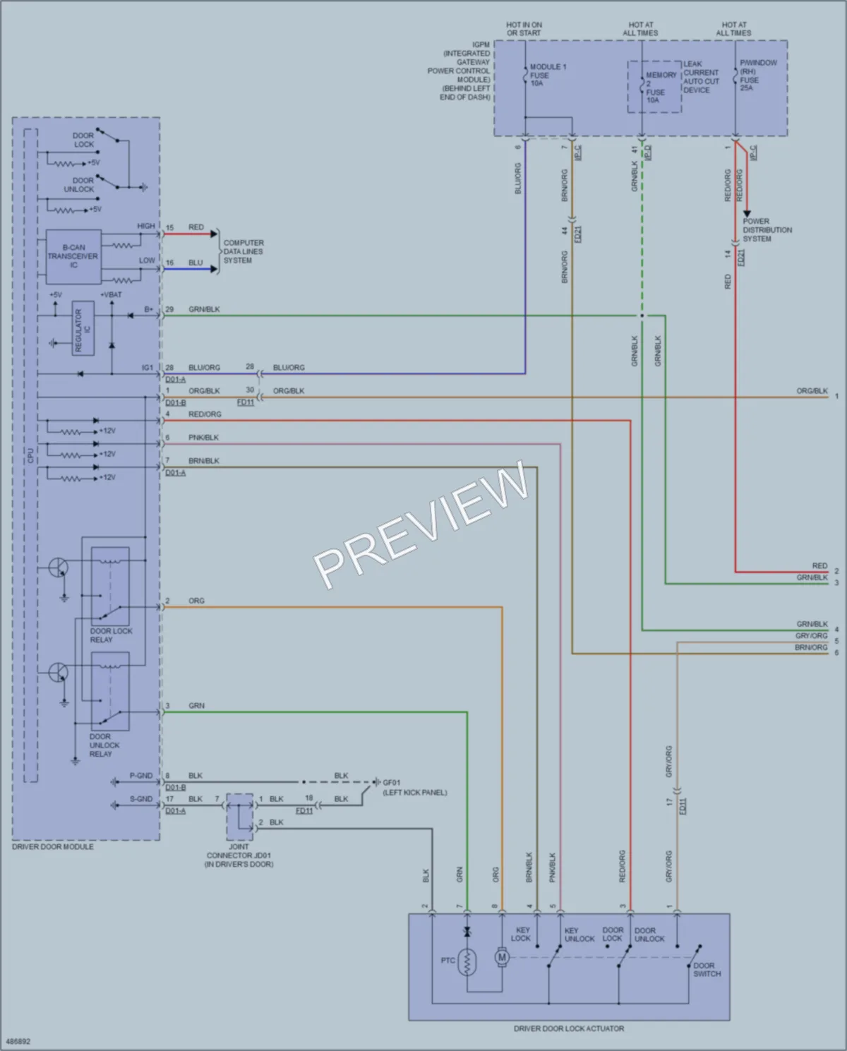 2016 Kia Sorento Power Door Locks wiring diagram preview