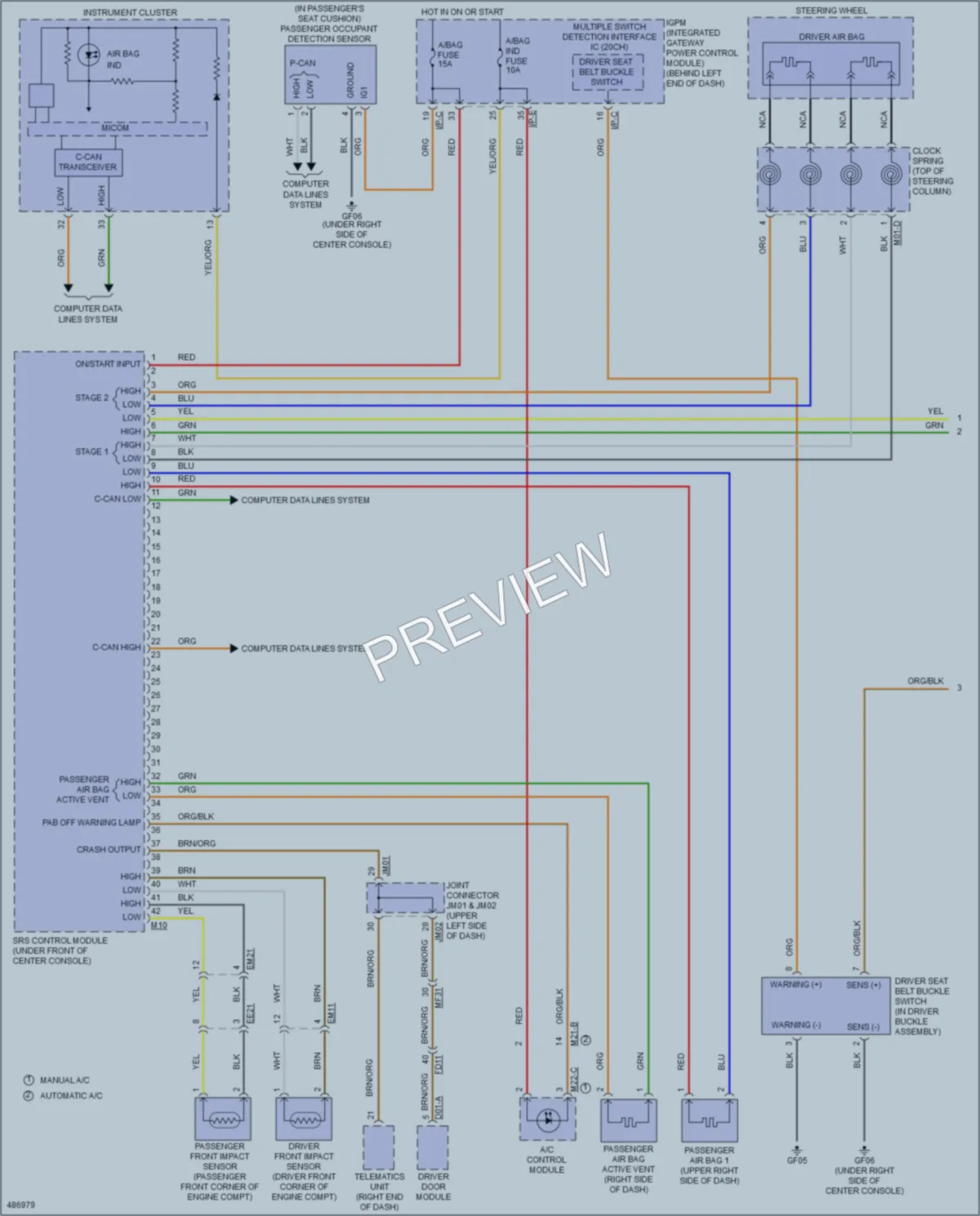 2016 Kia Sorento Supplemental Restraints wiring diagram preview