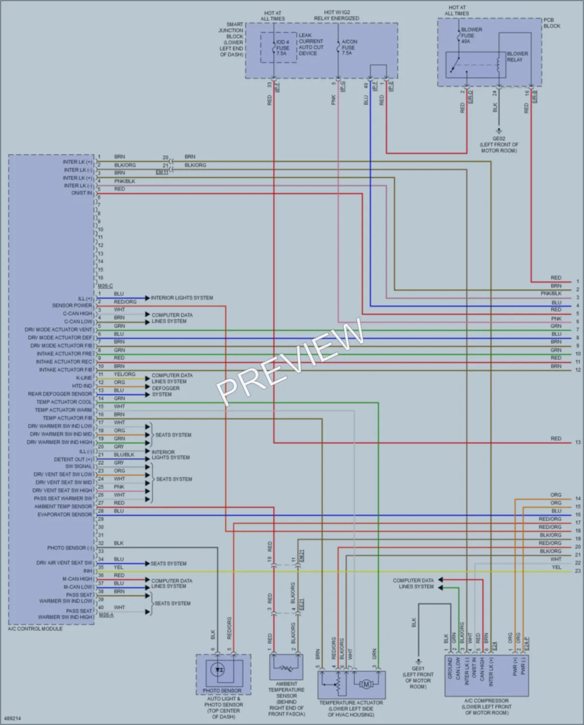 2016 Kia SoulEV Air Conditioning wiring diagram preview