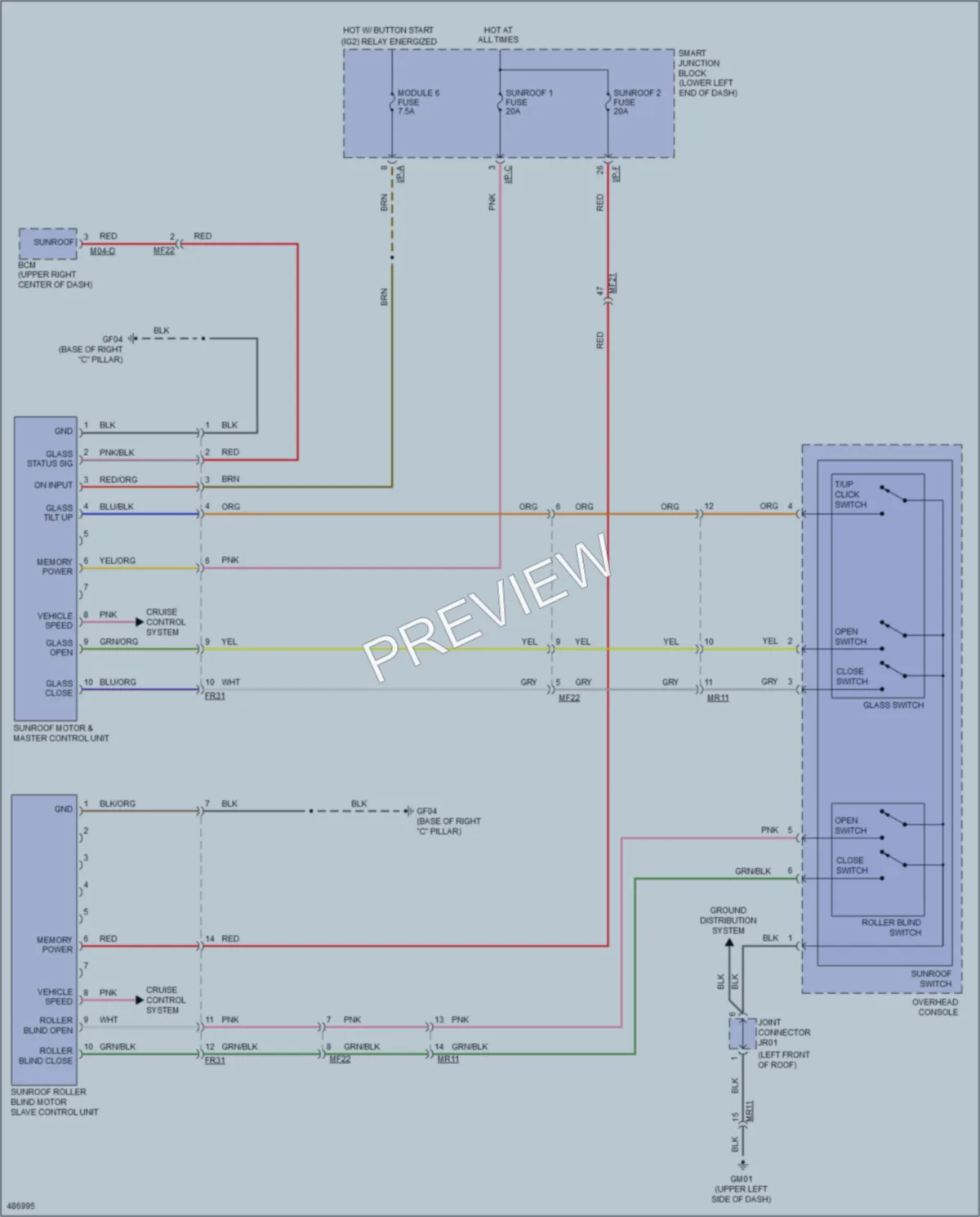 2016 Kia SoulEV Power Top Sunroof wiring diagram preview