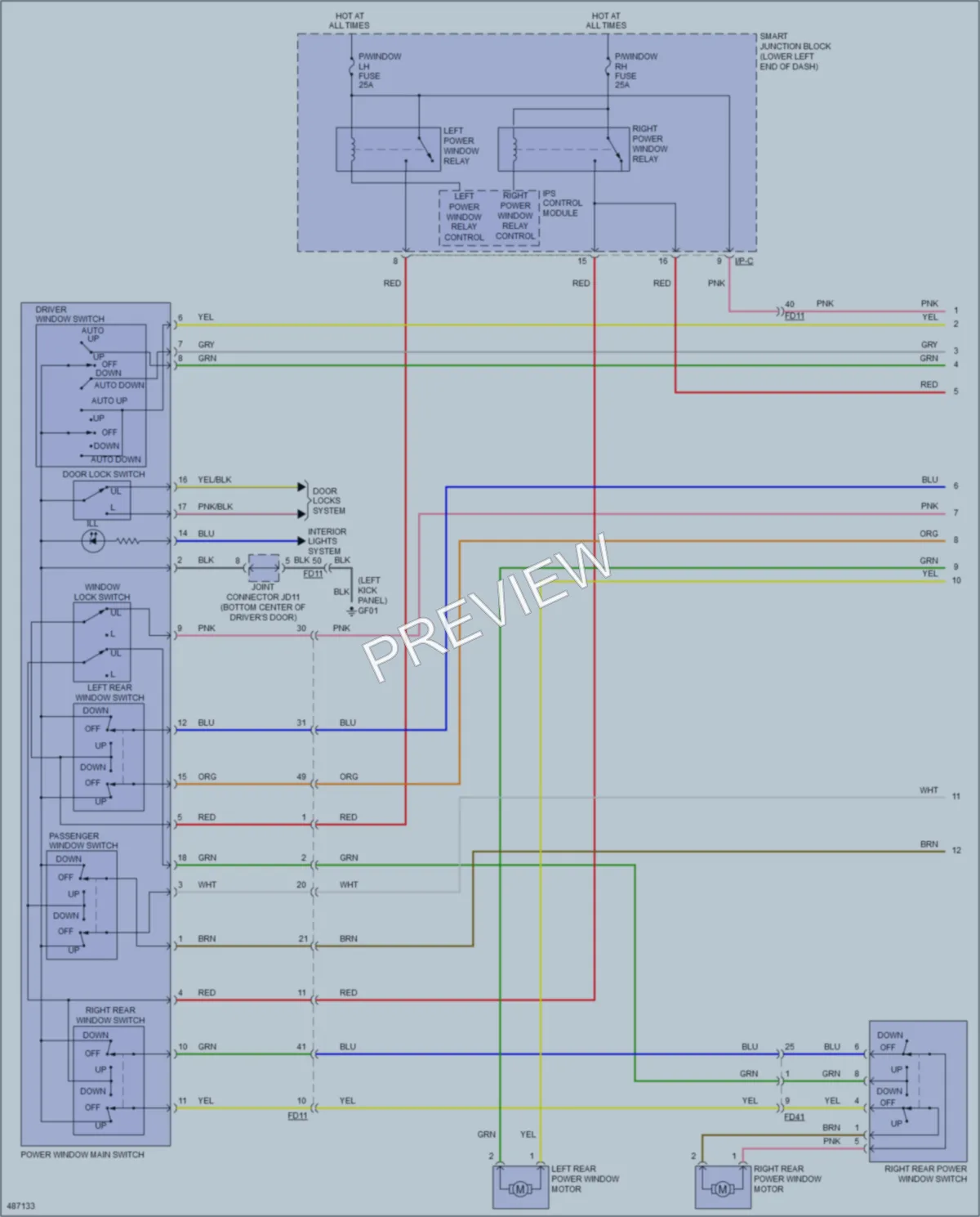 2016 Kia SoulEV Power Windows wiring diagram preview