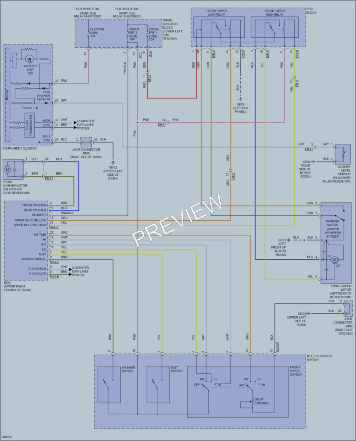 2016 Kia SoulEV Wiper Washer wiring diagram preview