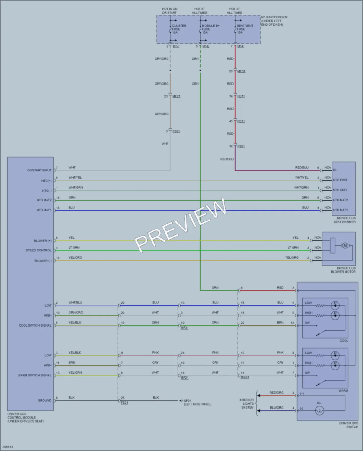 2016 Kia Sportage Power Seats wiring diagram preview