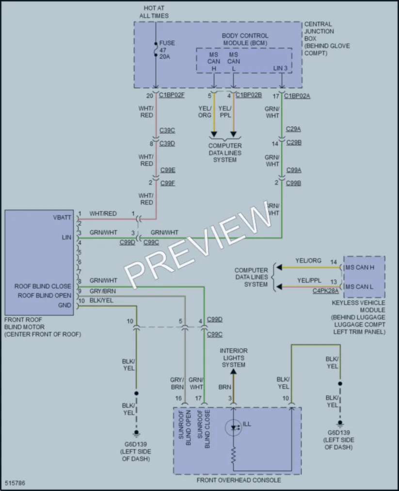 2016 LandRover DiscoverySport Power Top Sunroof wiring diagram preview