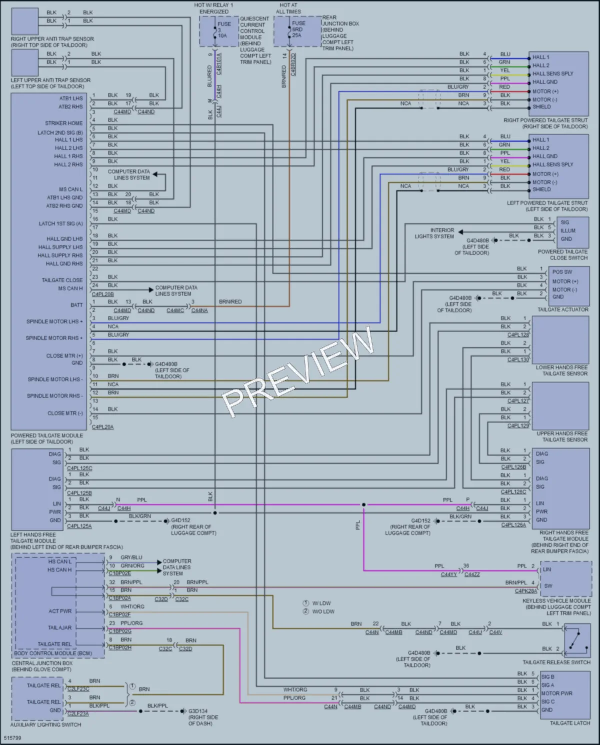 2016 LandRover DiscoverySport Trunk Tailgate Fuel Door wiring diagram preview
