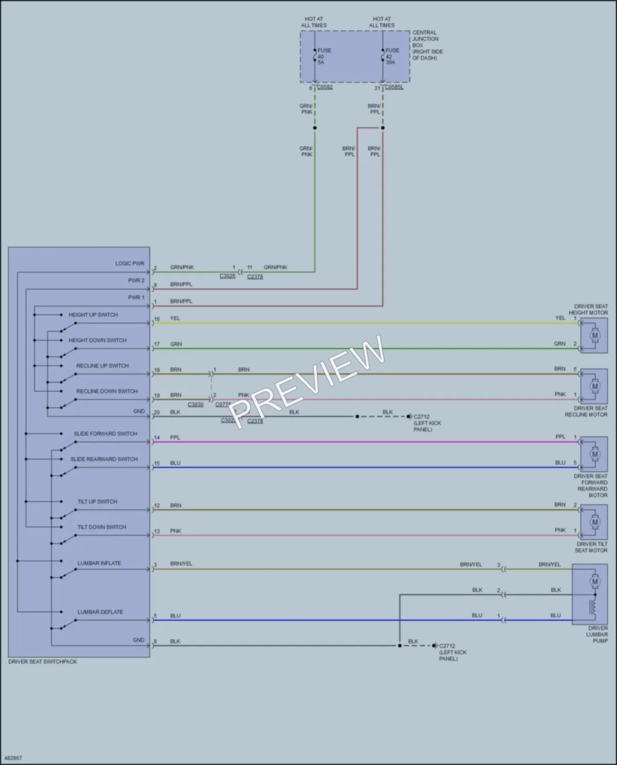 2016 LandRover LR4 Power Seats wiring diagram preview