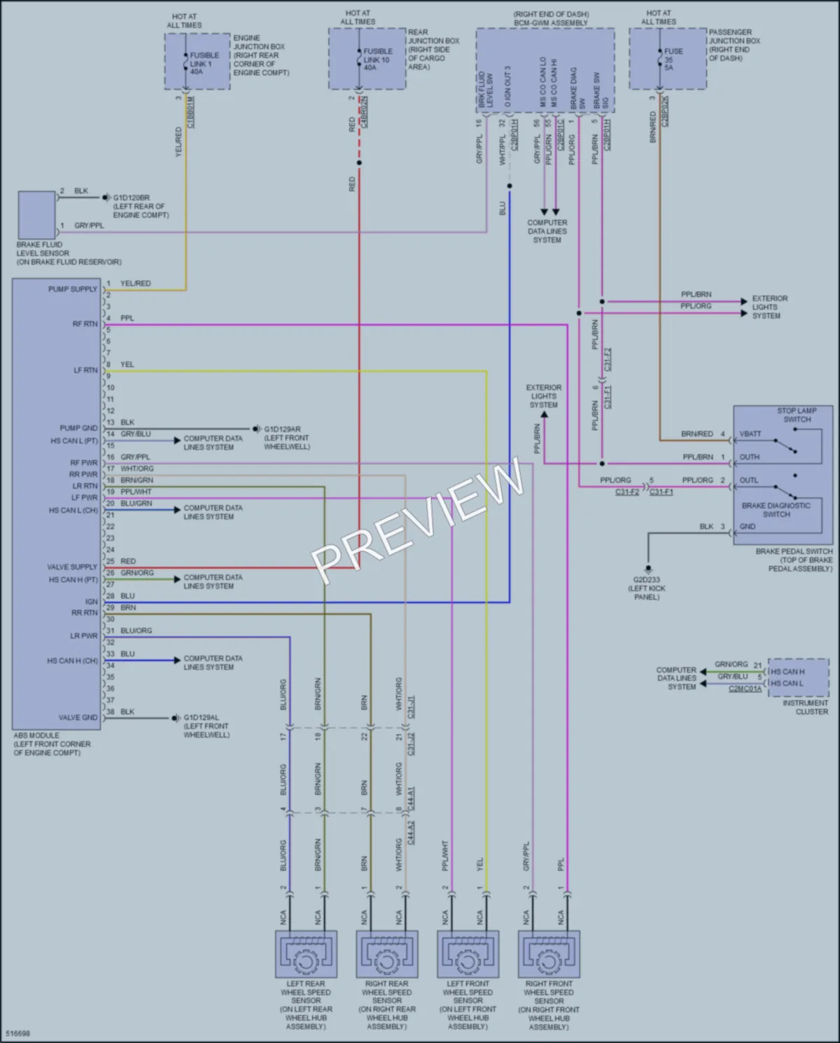 2016 LandRover RangeRover Anti Lock Brakes wiring diagram preview