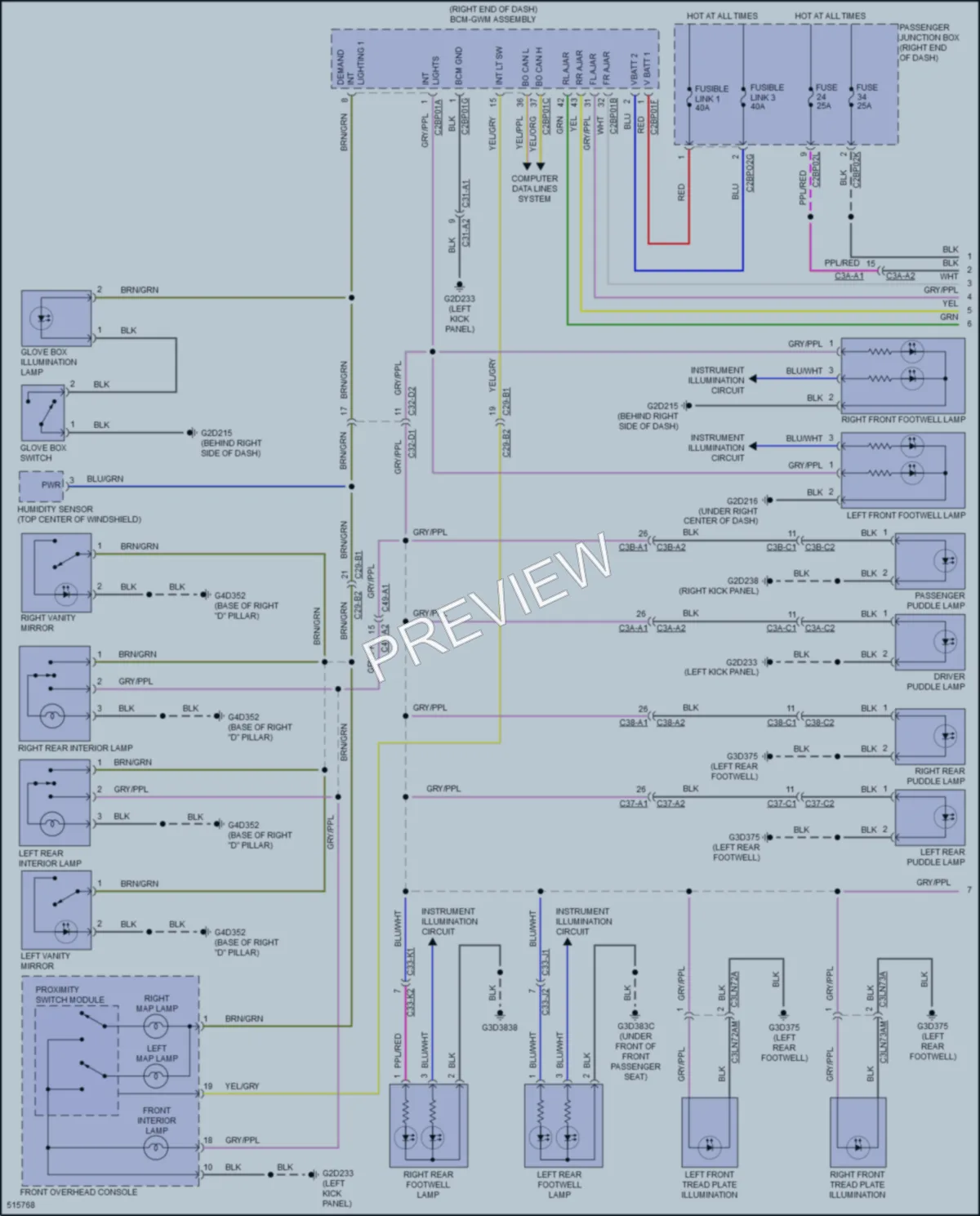 2016 LandRover RangeRover Interior Lights wiring diagram preview