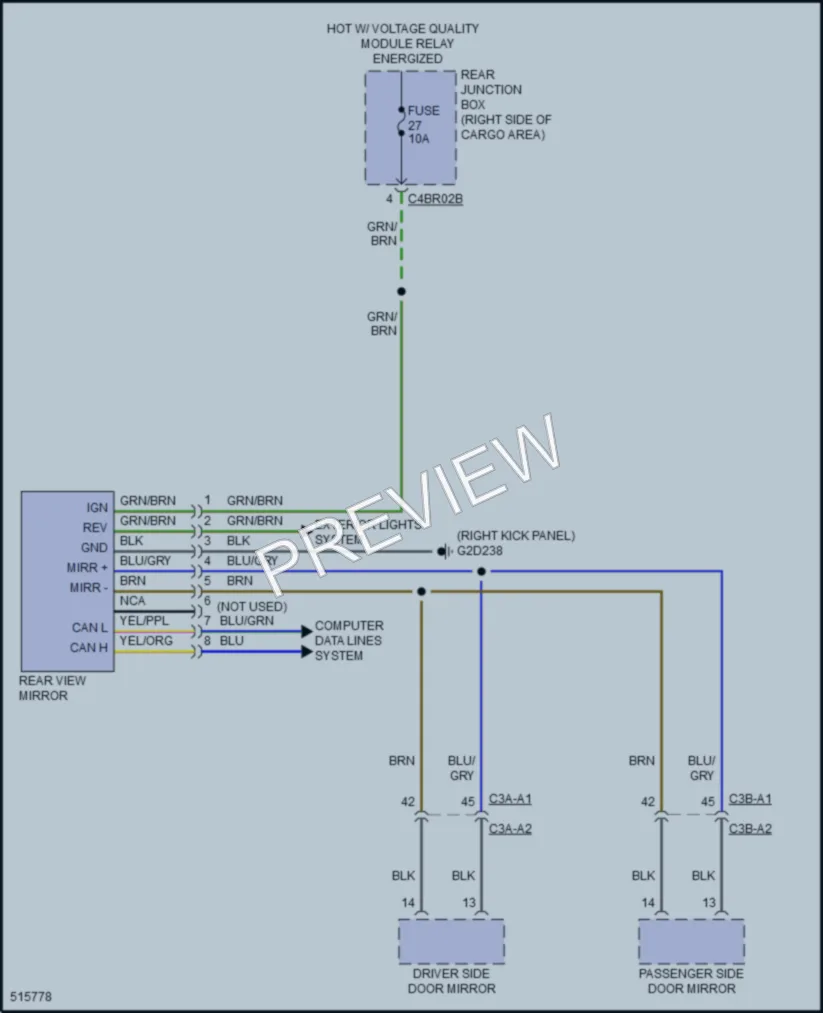 2016 LandRover RangeRover Power Mirrors wiring diagram preview
