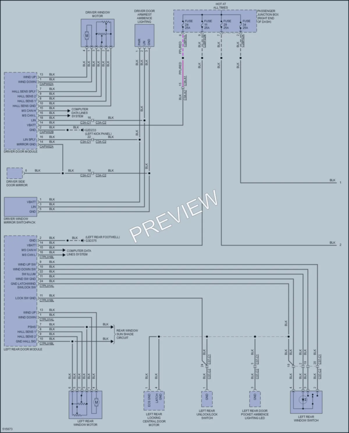 2016 LandRover RangeRover Power Windows wiring diagram preview