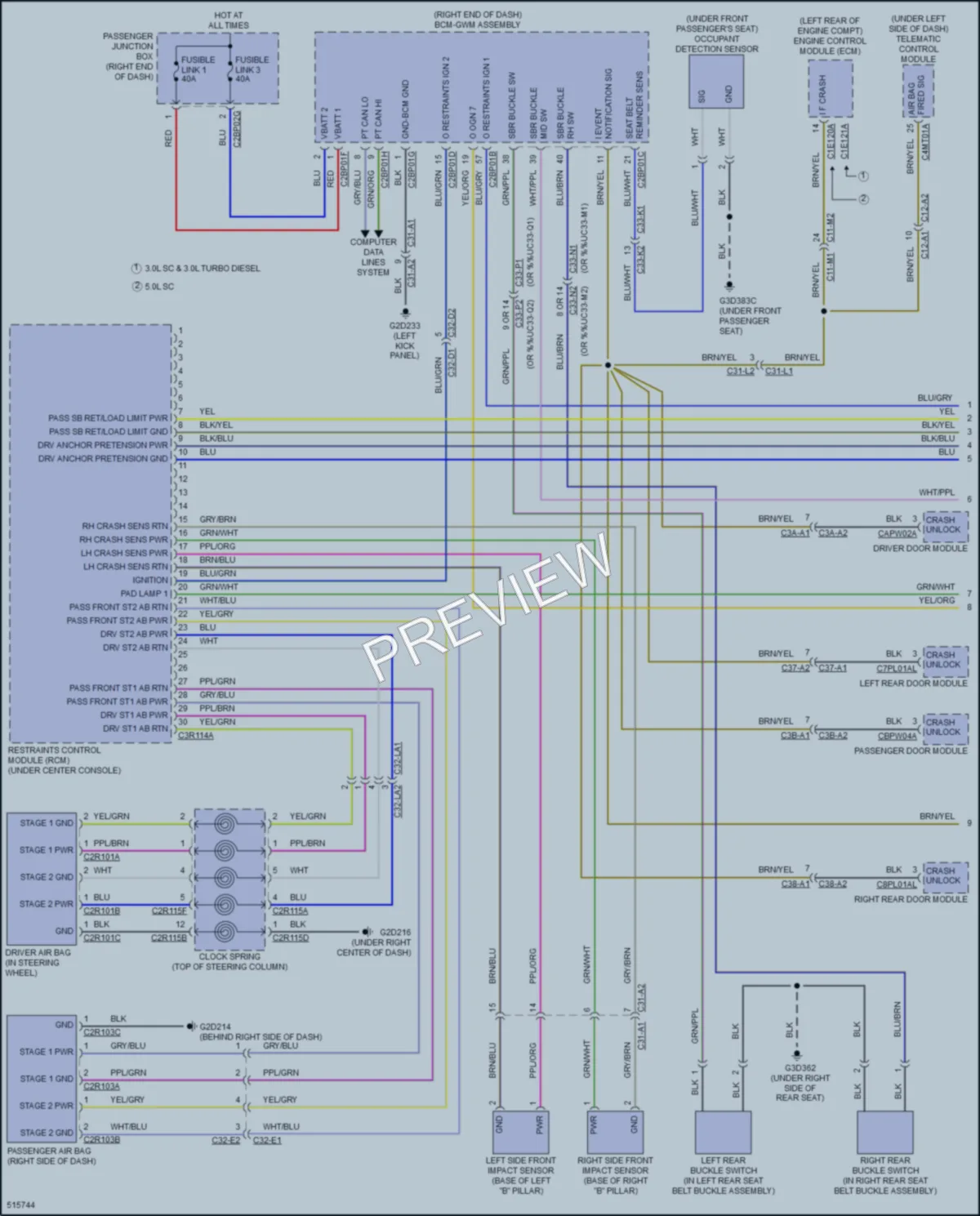 2016 LandRover RangeRover Supplemental Restraints wiring diagram preview