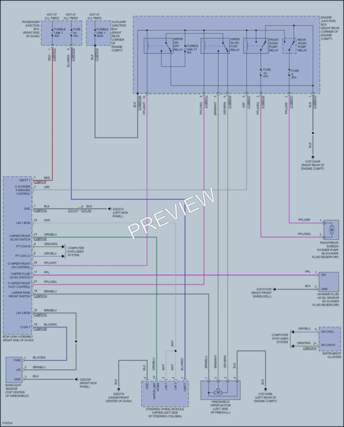 2016 LandRover RangeRover Wiper Washer wiring diagram preview