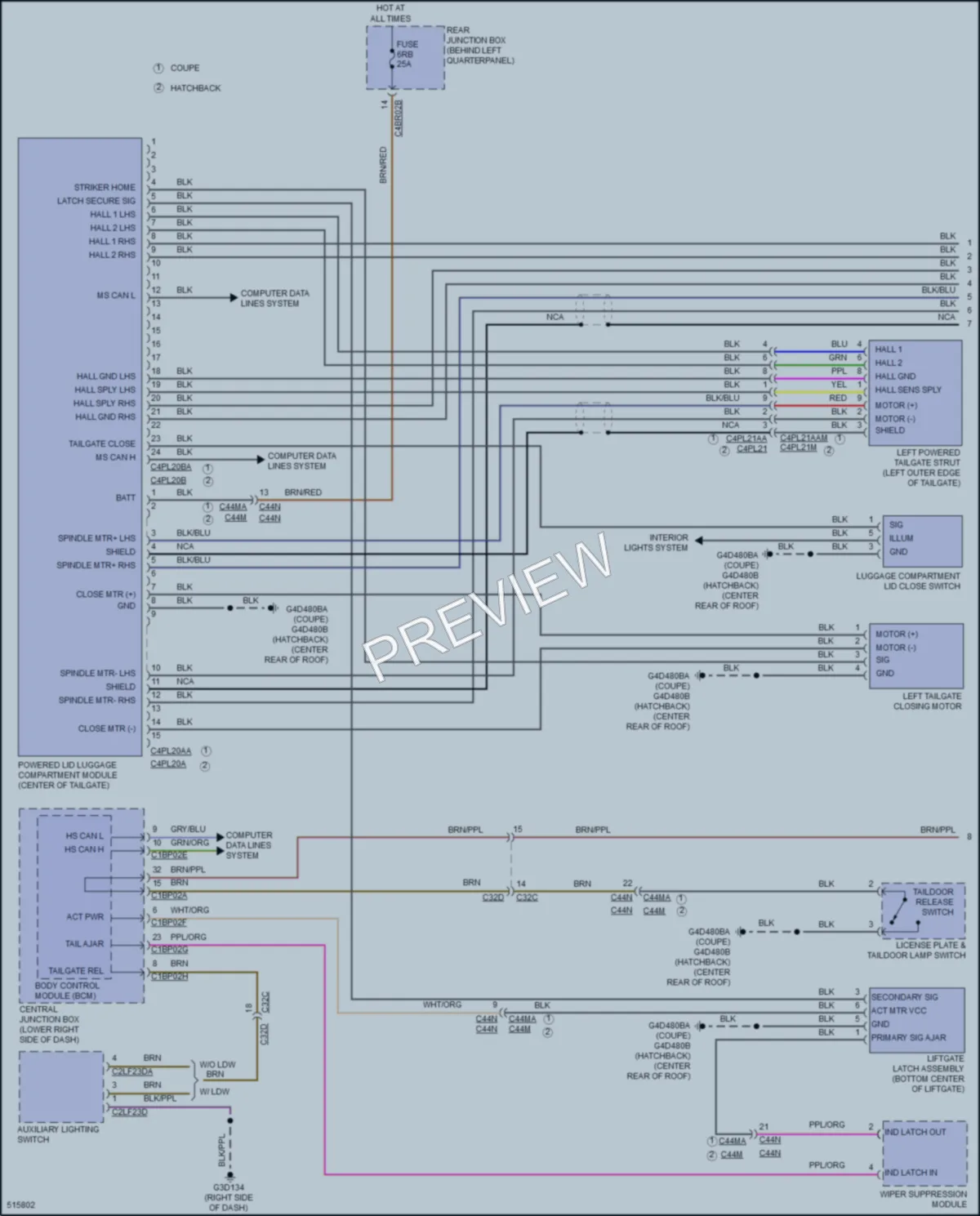 2016 LandRover RangeRoverEvoque Trunk Tailgate Fuel Door wiring diagram preview