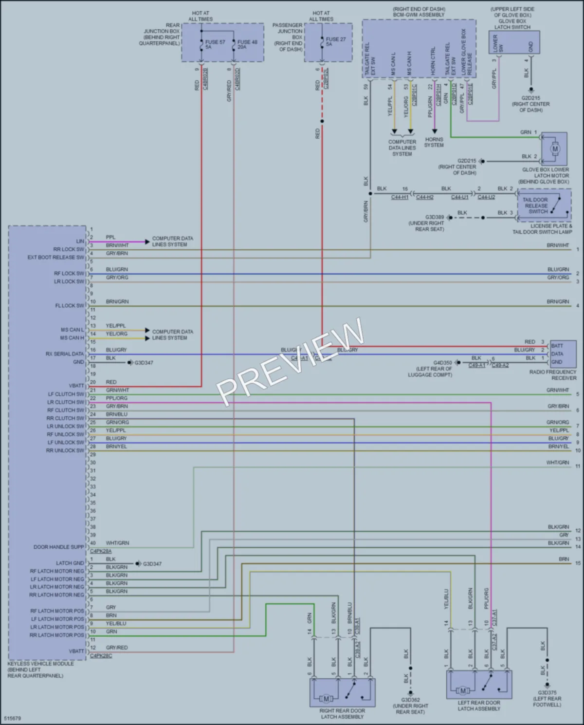 2016 LandRover RangeRoverSport Power Door Locks wiring diagram preview