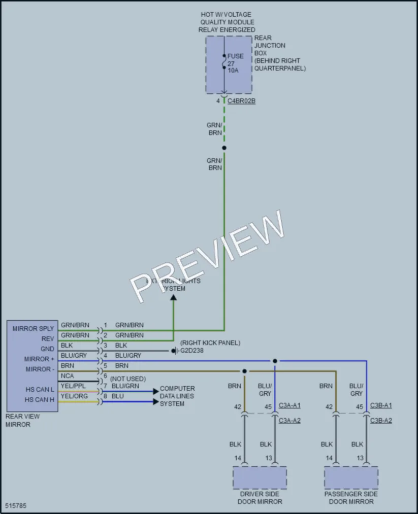 2016 LandRover RangeRoverSport Power Mirrors wiring diagram preview