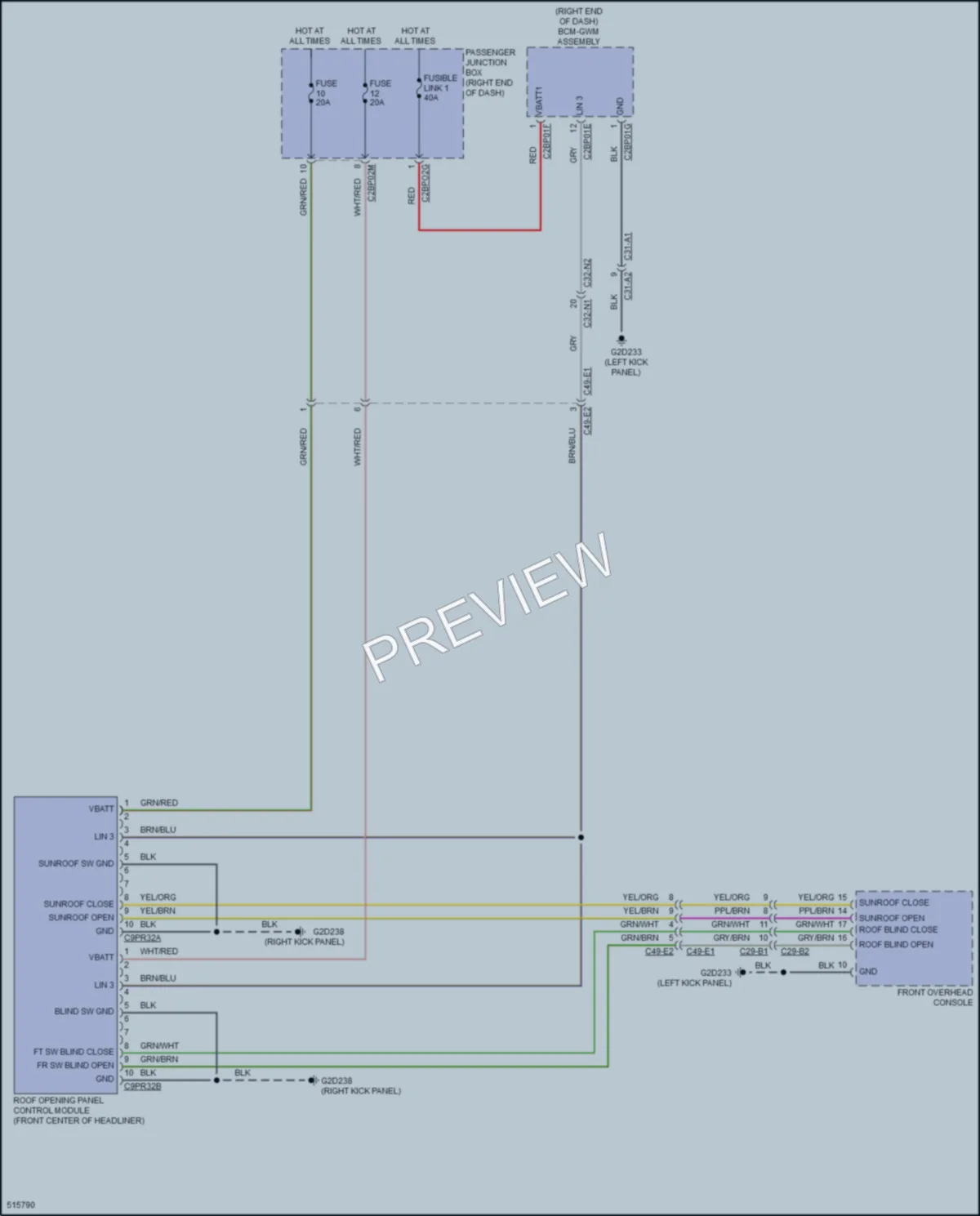 2016 LandRover RangeRoverSport Power Top Sunroof wiring diagram preview