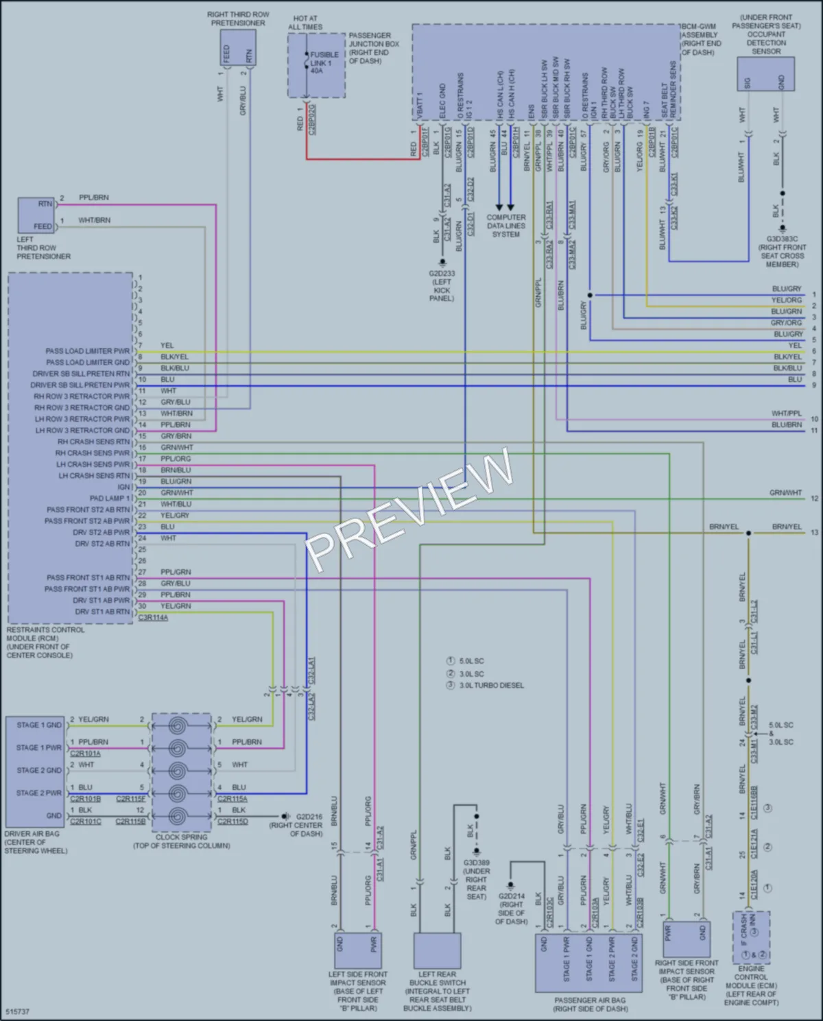 2016 LandRover RangeRoverSport Supplemental Restraints wiring diagram preview