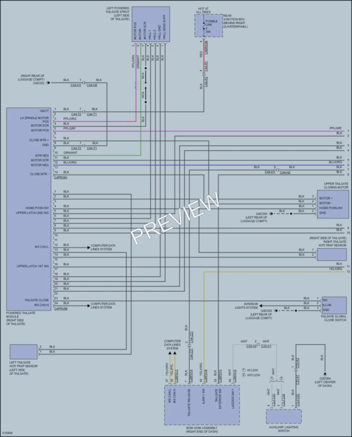 2016 LandRover RangeRoverSport Trunk Tailgate Fuel Door wiring diagram preview
