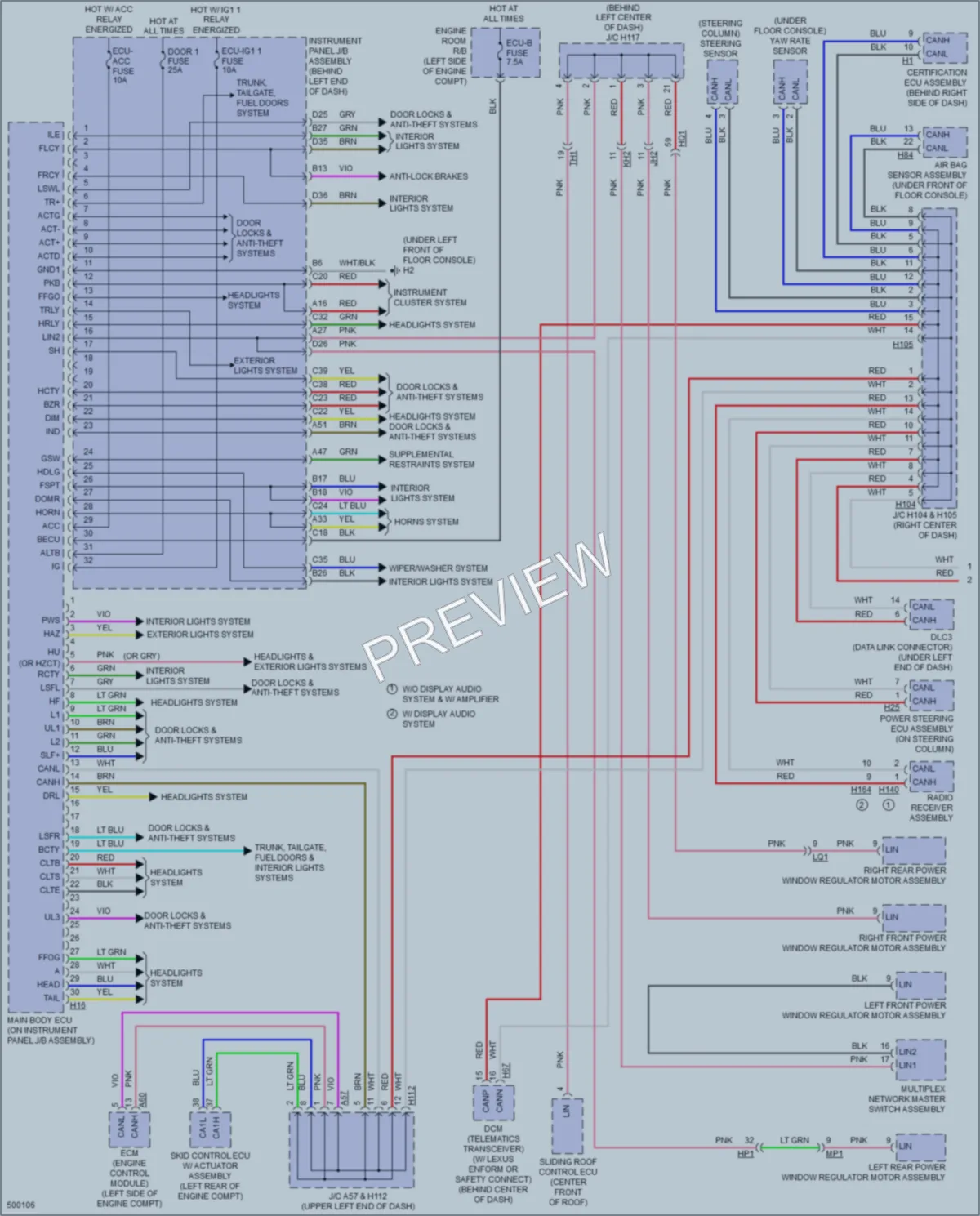 2016 Lexus CT200h Body Control Modules wiring diagram preview