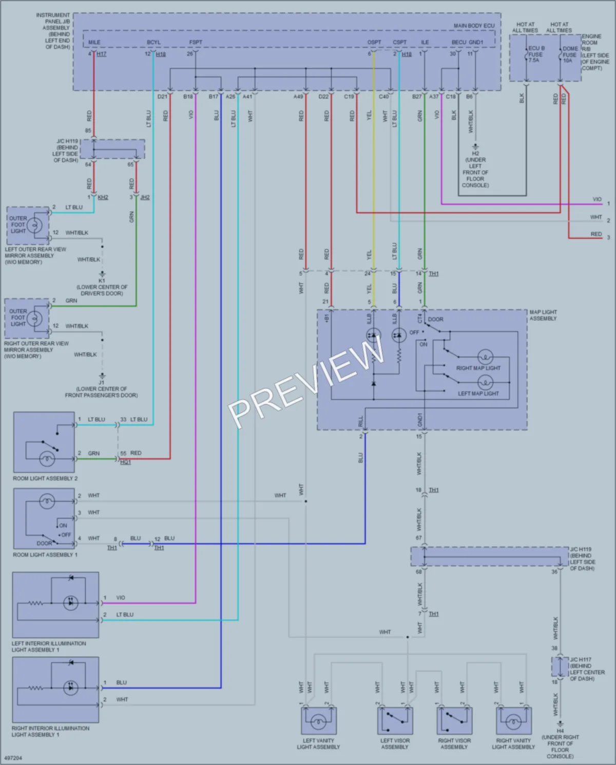 2016 Lexus CT200h Interior Lights wiring diagram preview