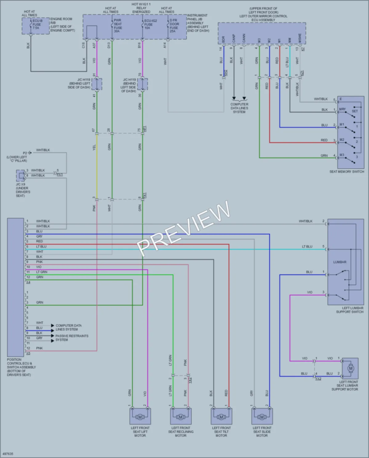 2016 Lexus CT200h Memory Systems wiring diagram preview