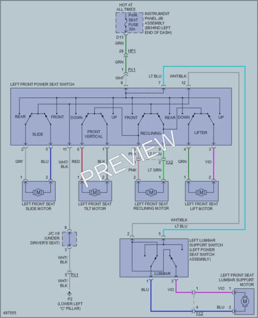 2016 Lexus CT200h Power Seats wiring diagram preview