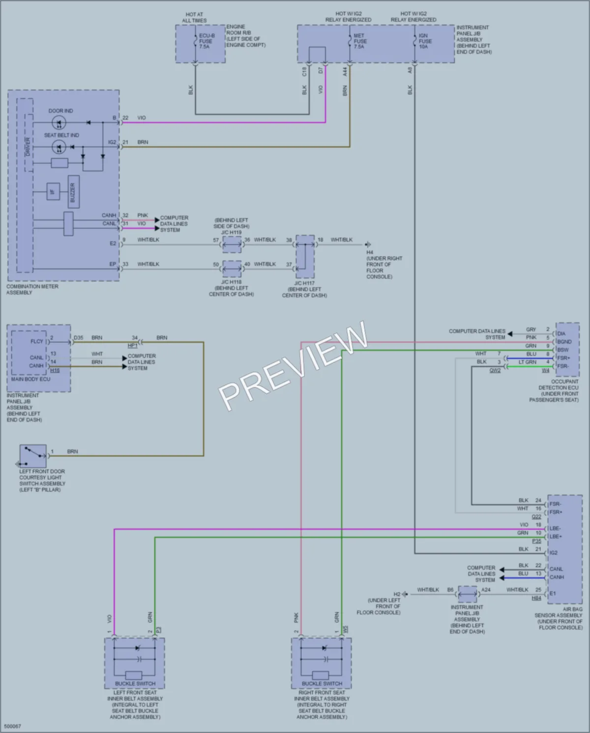 2016 Lexus CT200h Warning Systems wiring diagram preview
