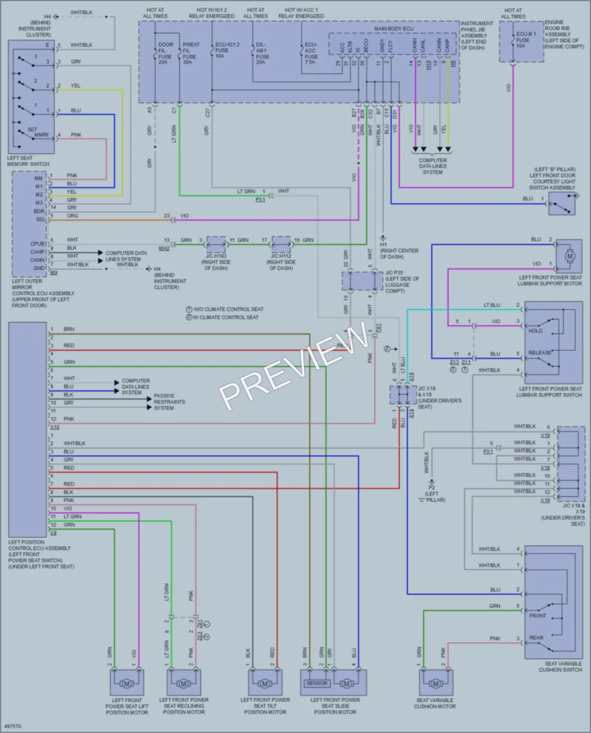 2016 Lexus ES300h Memory Systems wiring diagram preview