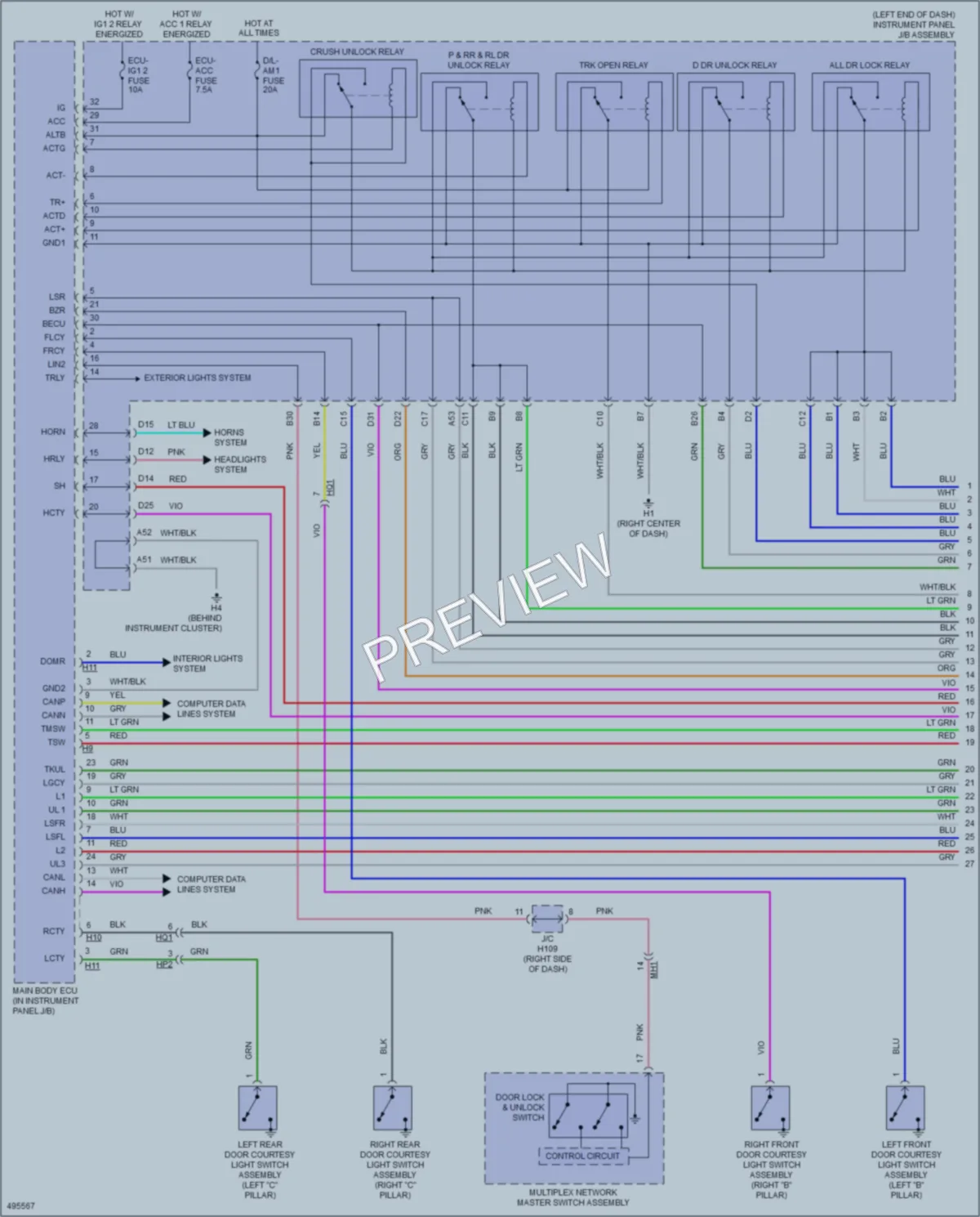 2016 Lexus ES300h Power Door Locks wiring diagram preview