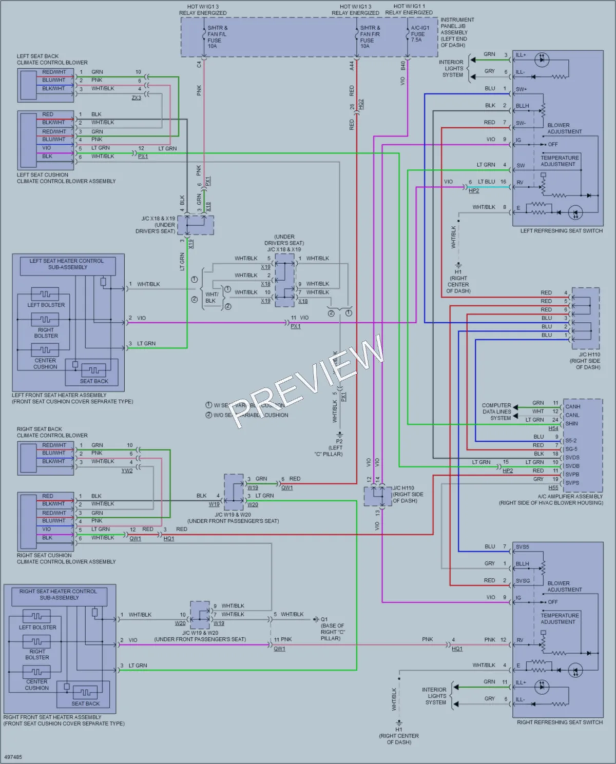 2016 Lexus ES300h Power Seats wiring diagram preview