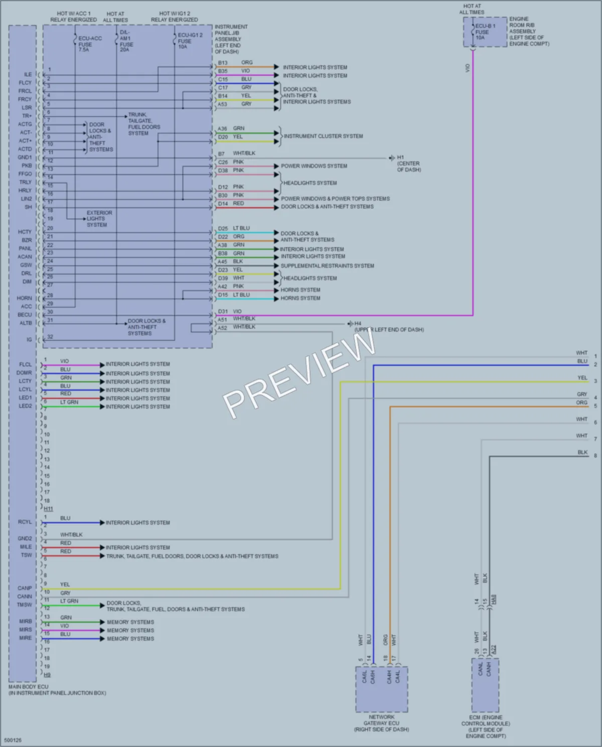 2016 Lexus ES350 Body Control Modules wiring diagram preview