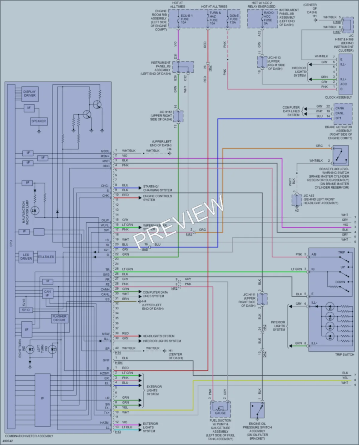 2016 Lexus ES350 Instrument Cluster wiring diagram preview