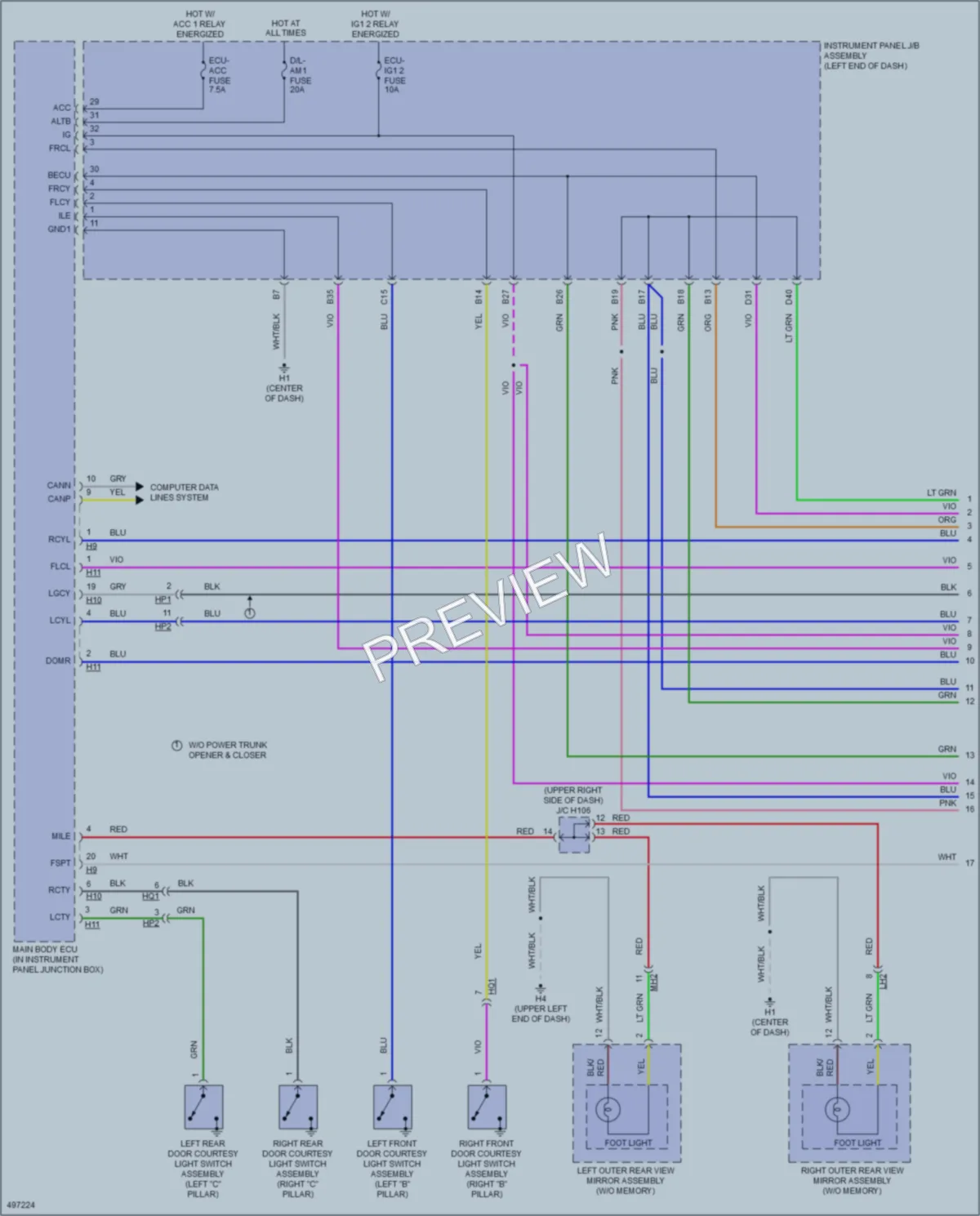 2016 Lexus ES350 Interior Lights wiring diagram preview