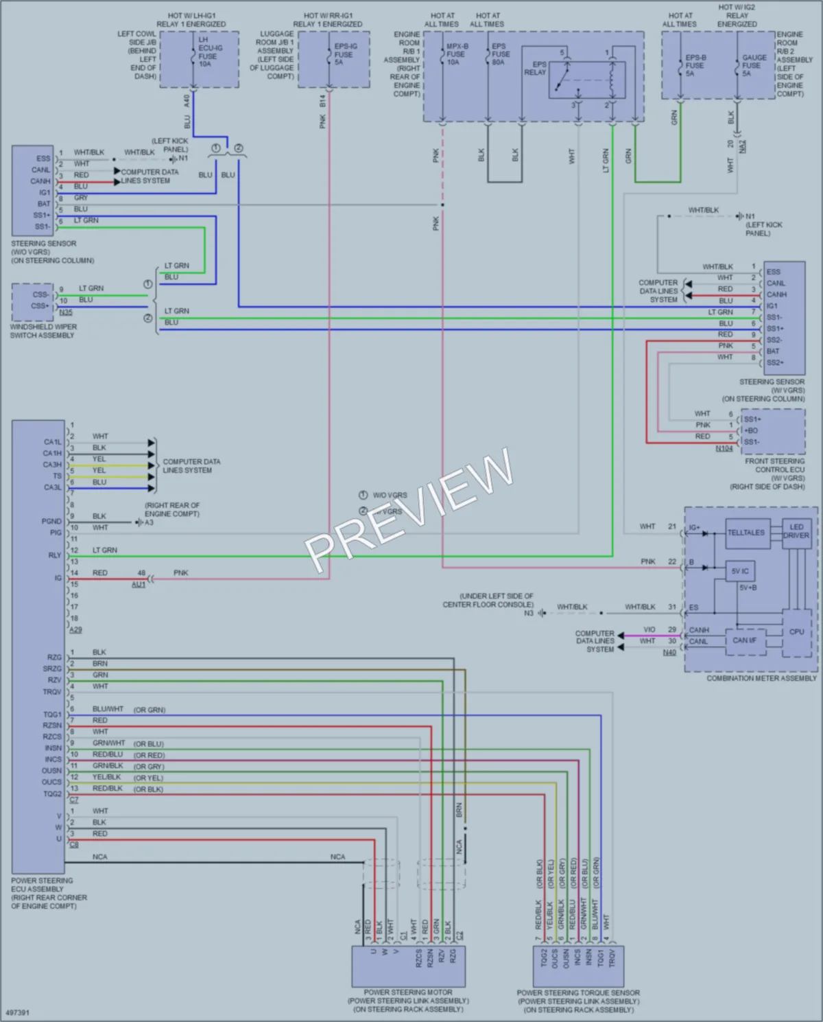 2016 Lexus GS200t Electronic Power Steering wiring diagram preview