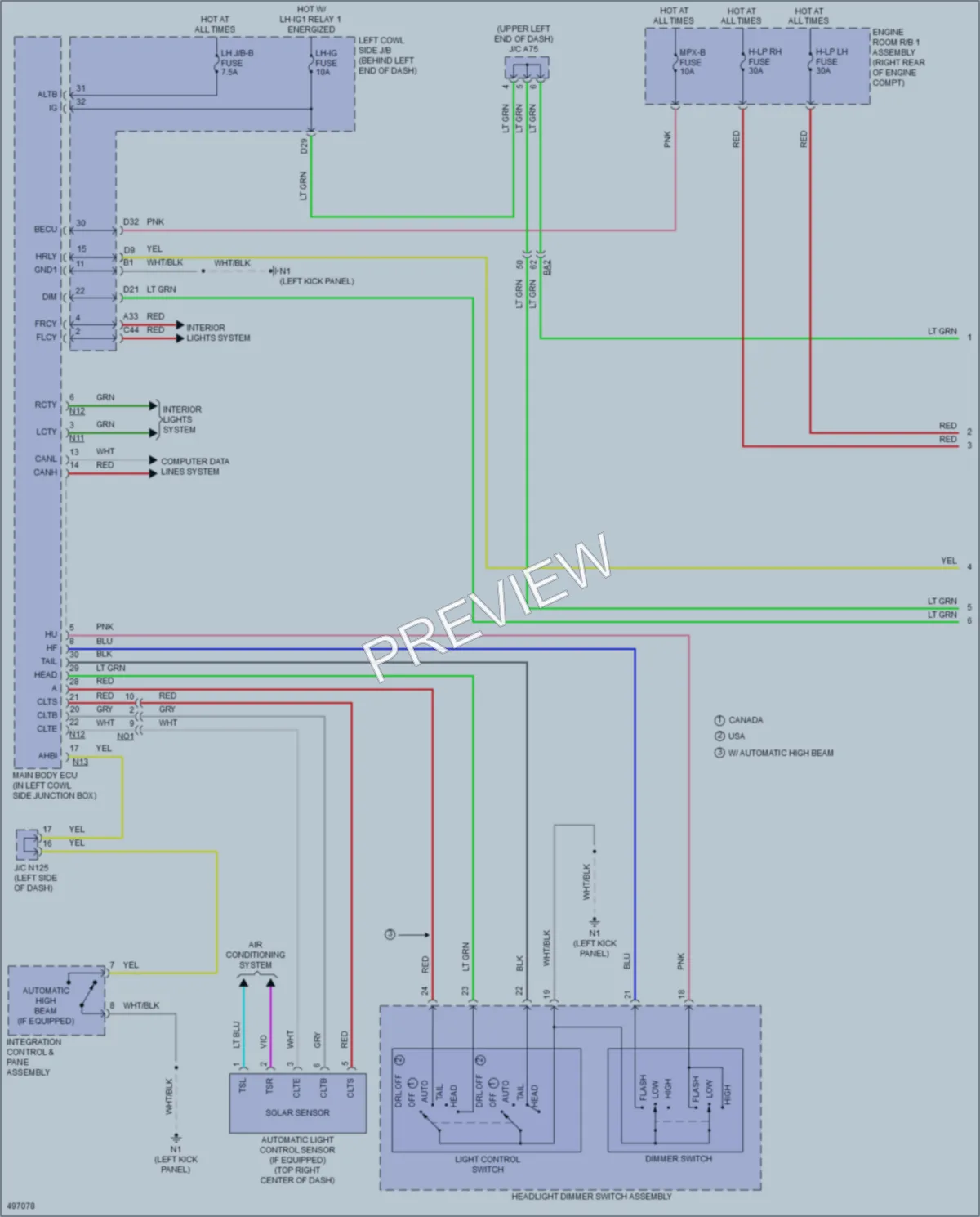 2016 Lexus GS200t Headlights wiring diagram preview
