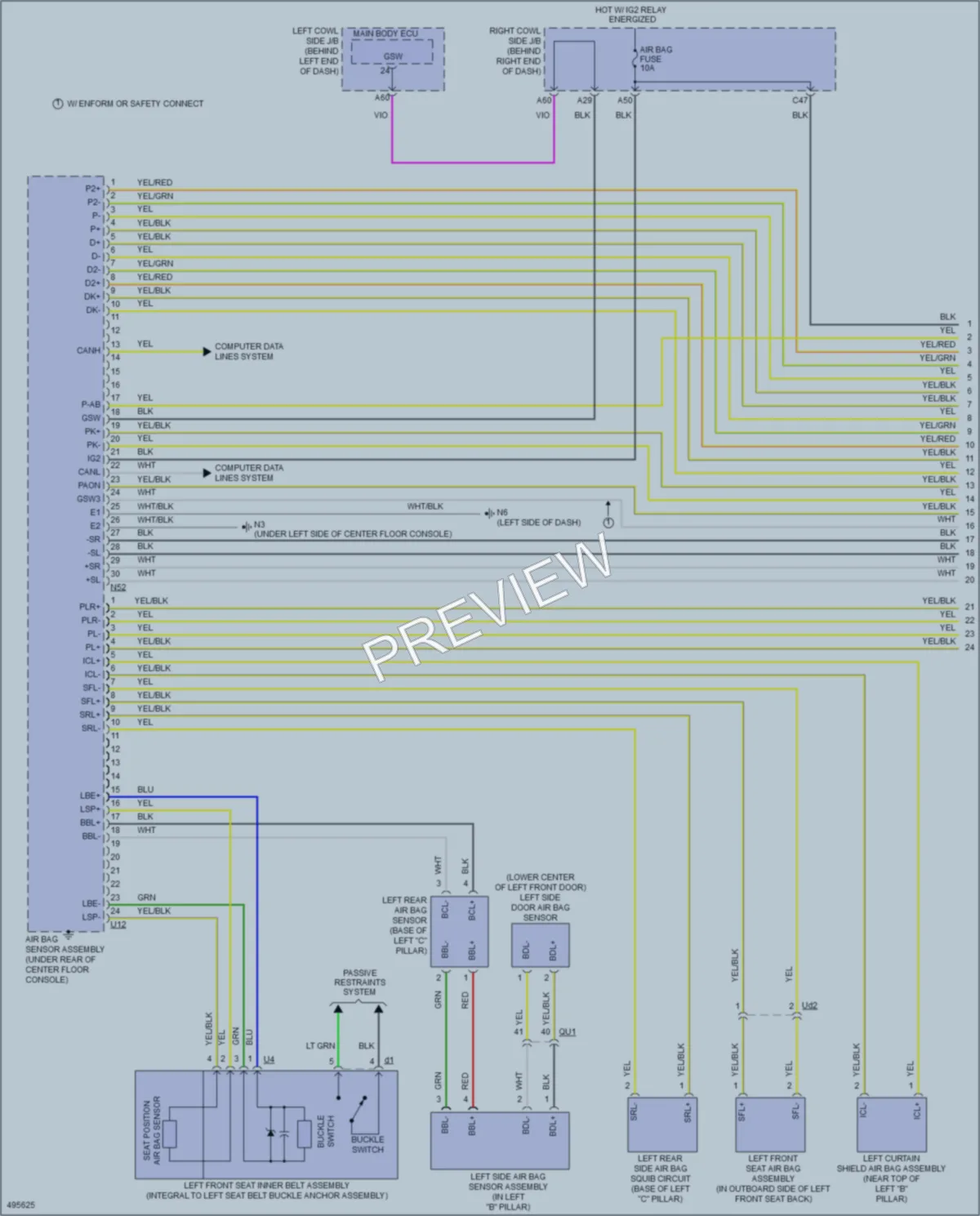 2016 Lexus GS200t Supplemental Restraints wiring diagram preview