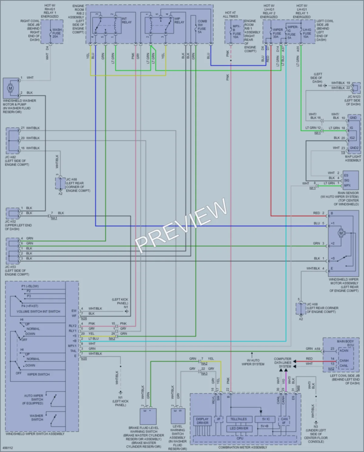 2016 Lexus GS200t Wiper Washer wiring diagram preview
