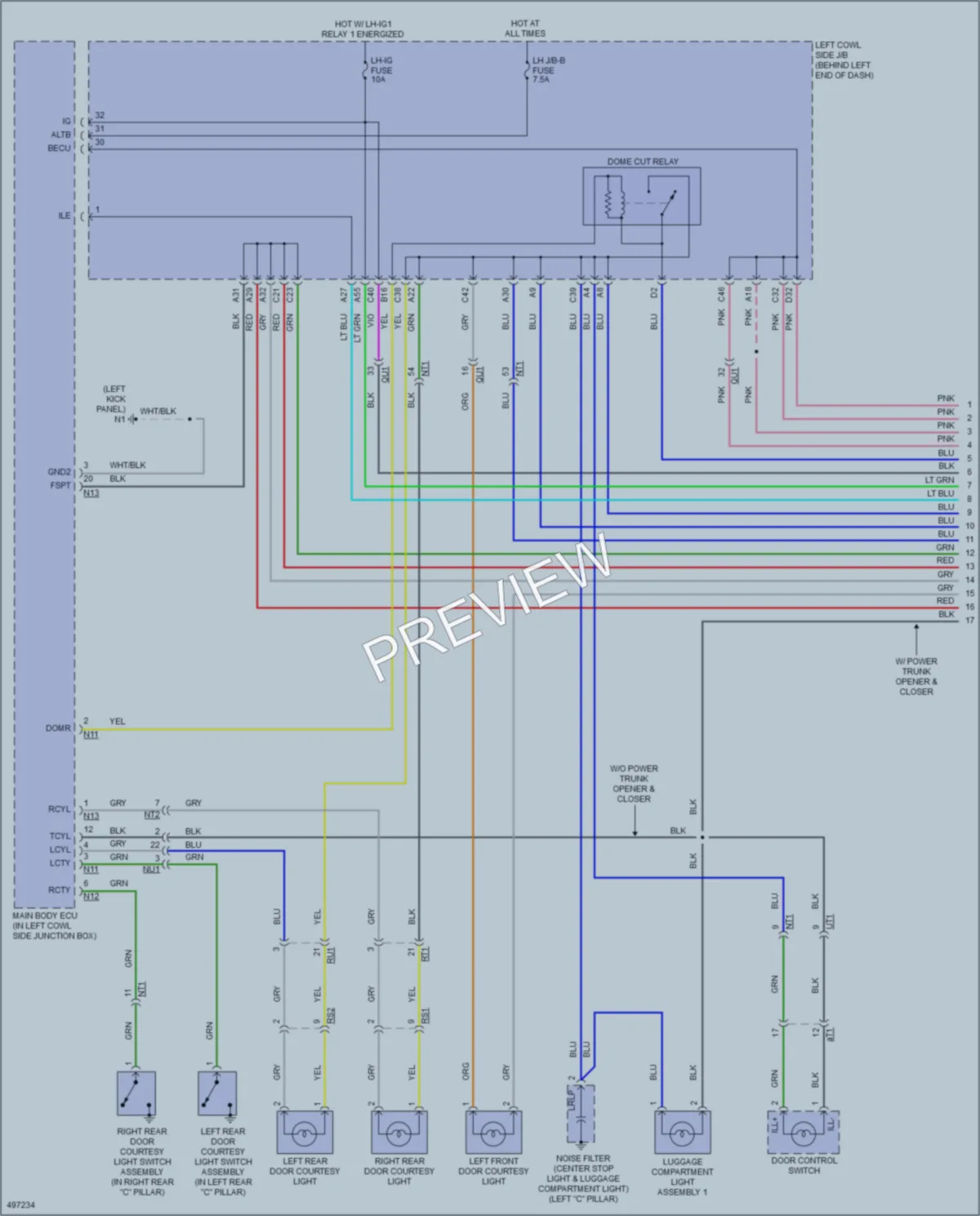 2016 Lexus GS350 Interior Lights wiring diagram preview