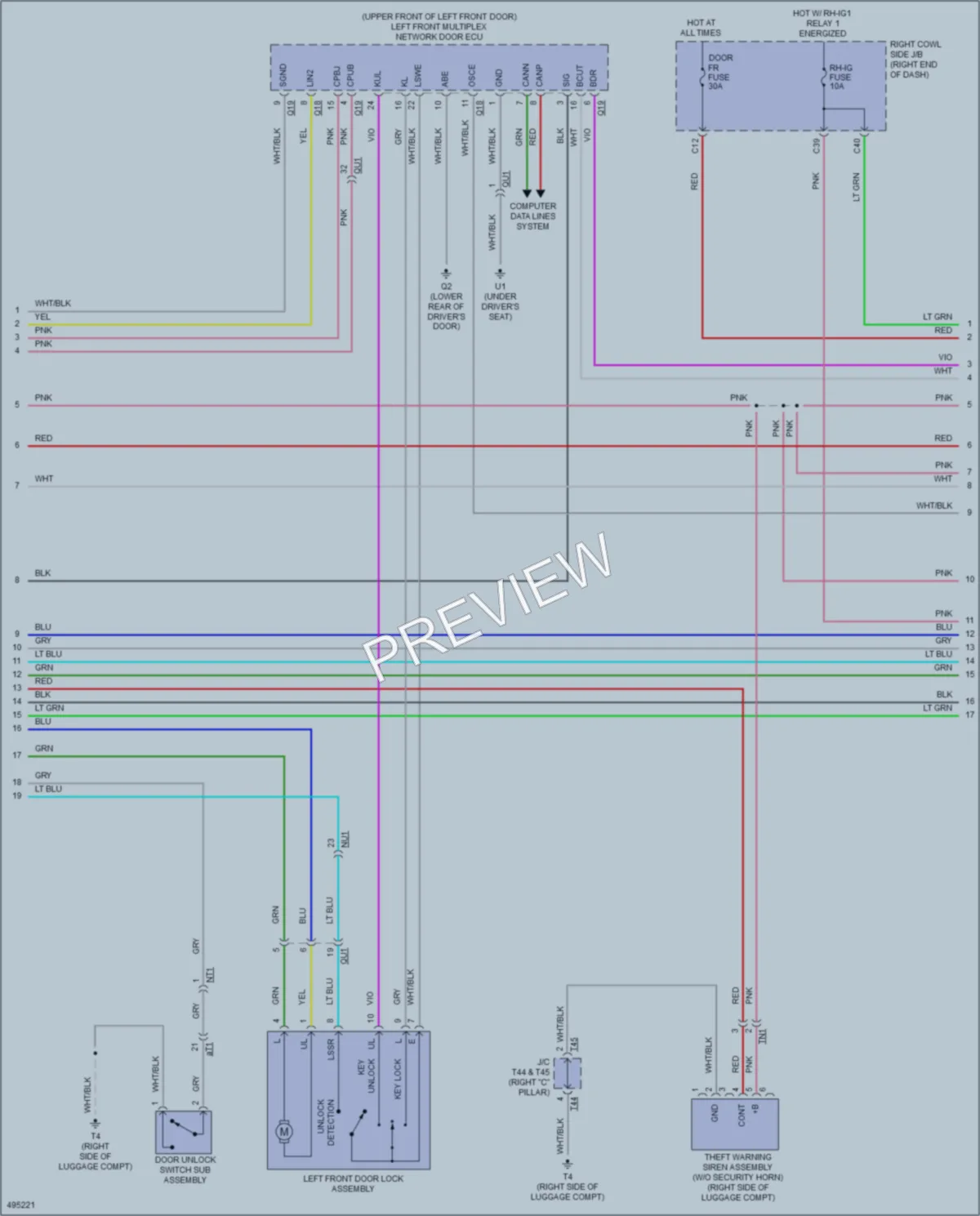 2016 Lexus GS450h Anti Theft wiring diagram preview