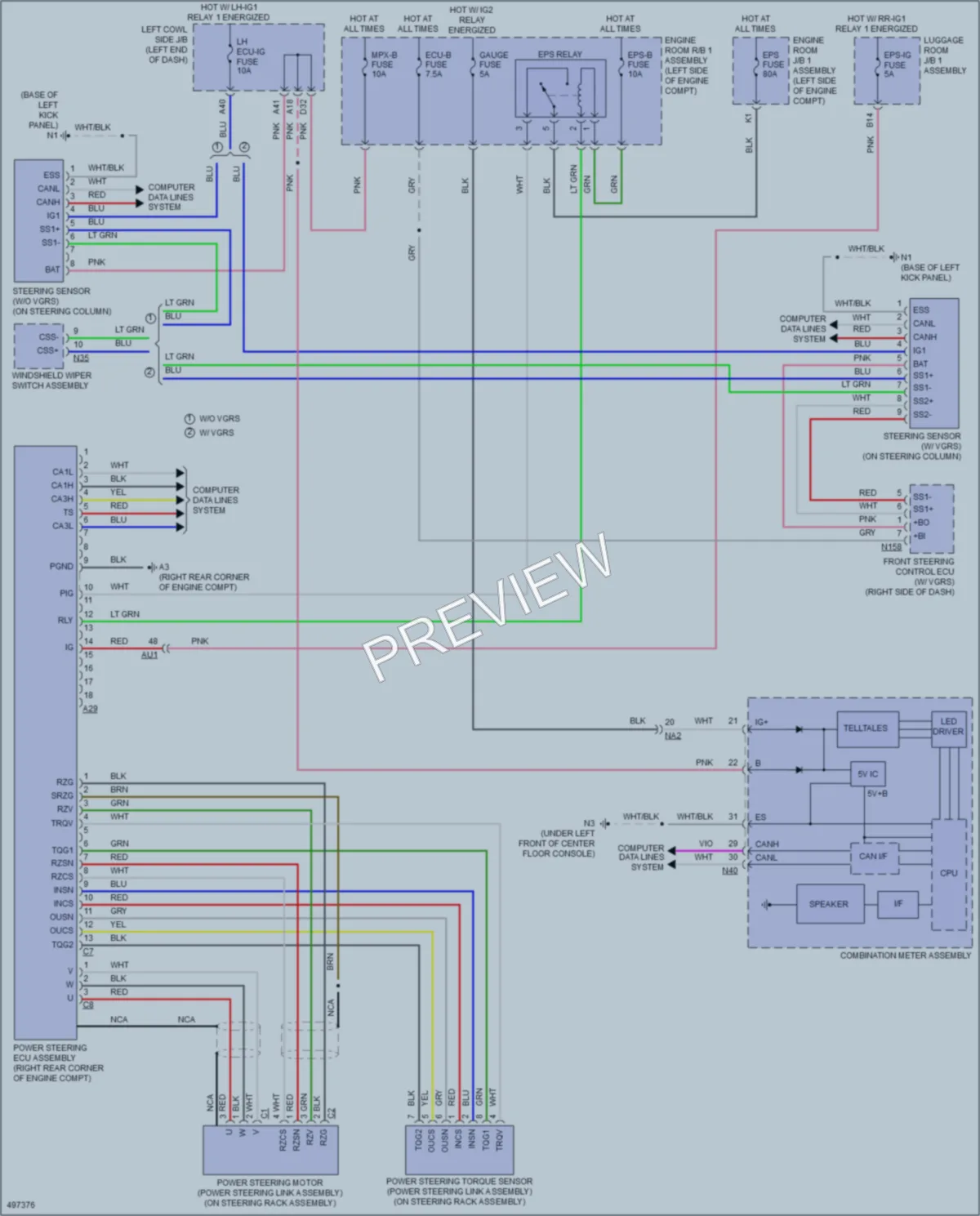 2016 Lexus GS450h Electronic Power Steering wiring diagram preview