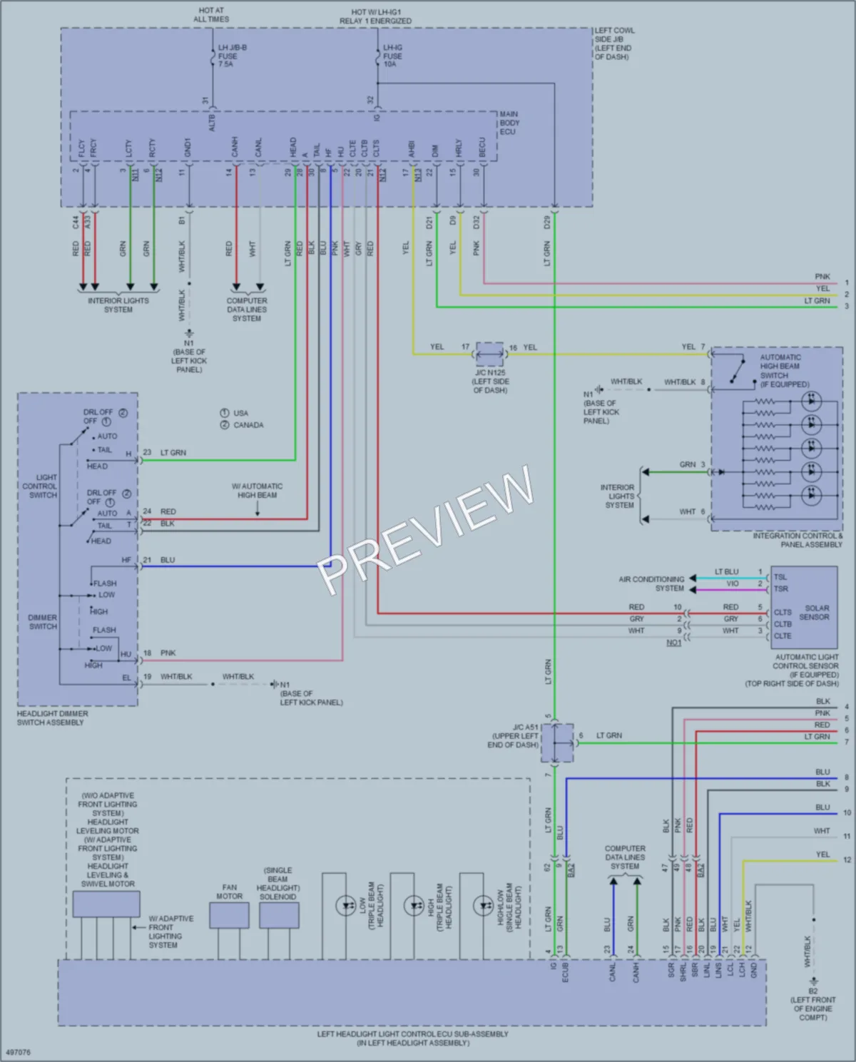 2016 Lexus GS450h Headlights wiring diagram preview