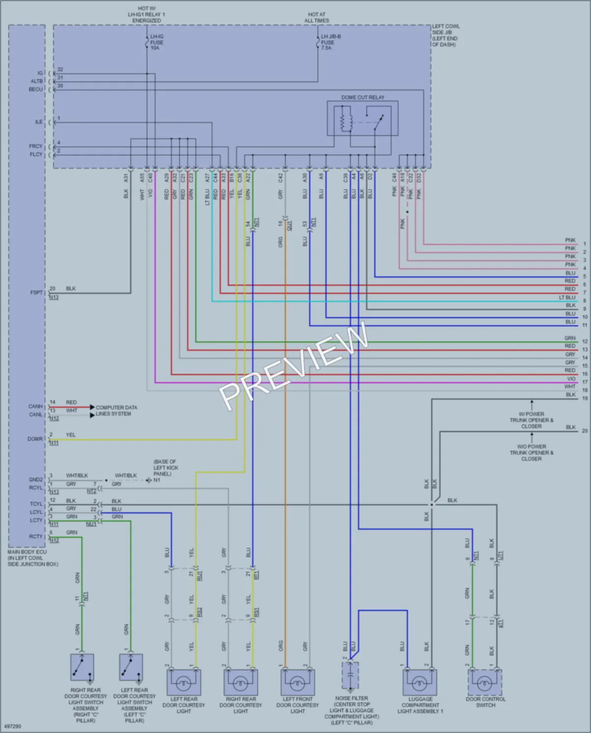 2016 Lexus GS450h Interior Lights wiring diagram preview