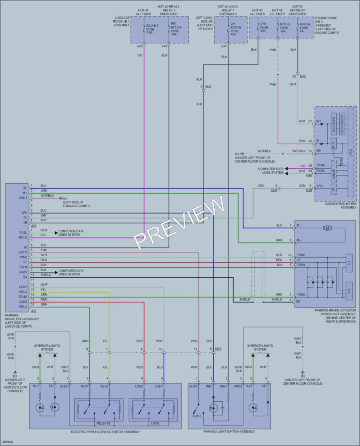 2016 Lexus GS450h Shift Interlock wiring diagram preview