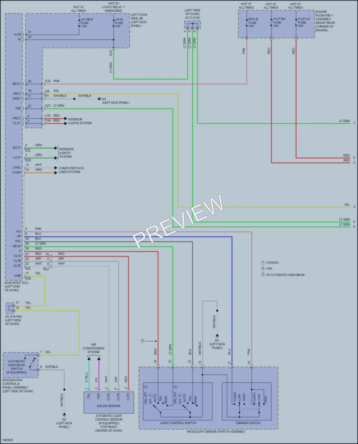 2016 Lexus GSF Headlights wiring diagram preview
