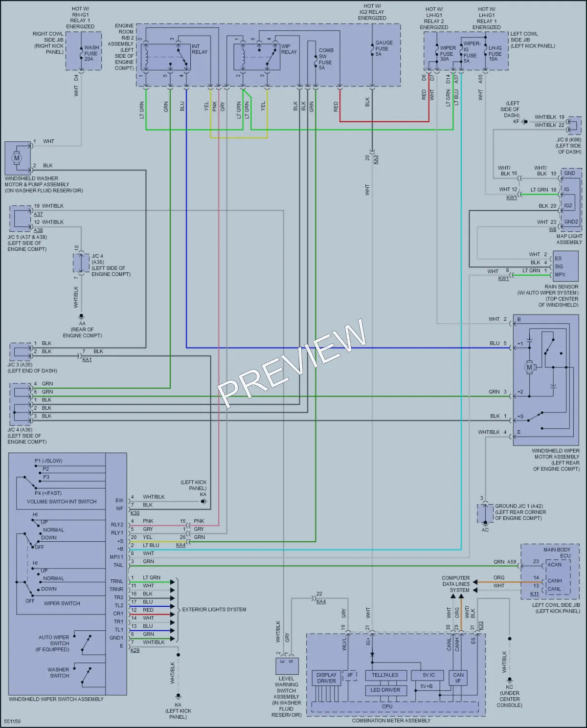 2016 Lexus GSF Wiper Washer wiring diagram preview