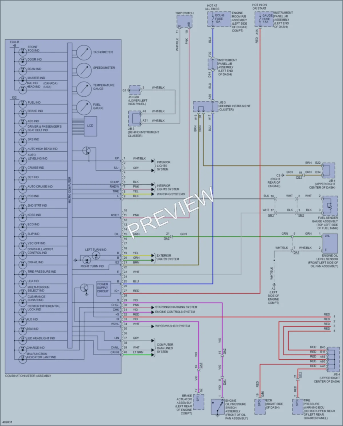 2016 Lexus GX460 Instrument Cluster wiring diagram preview
