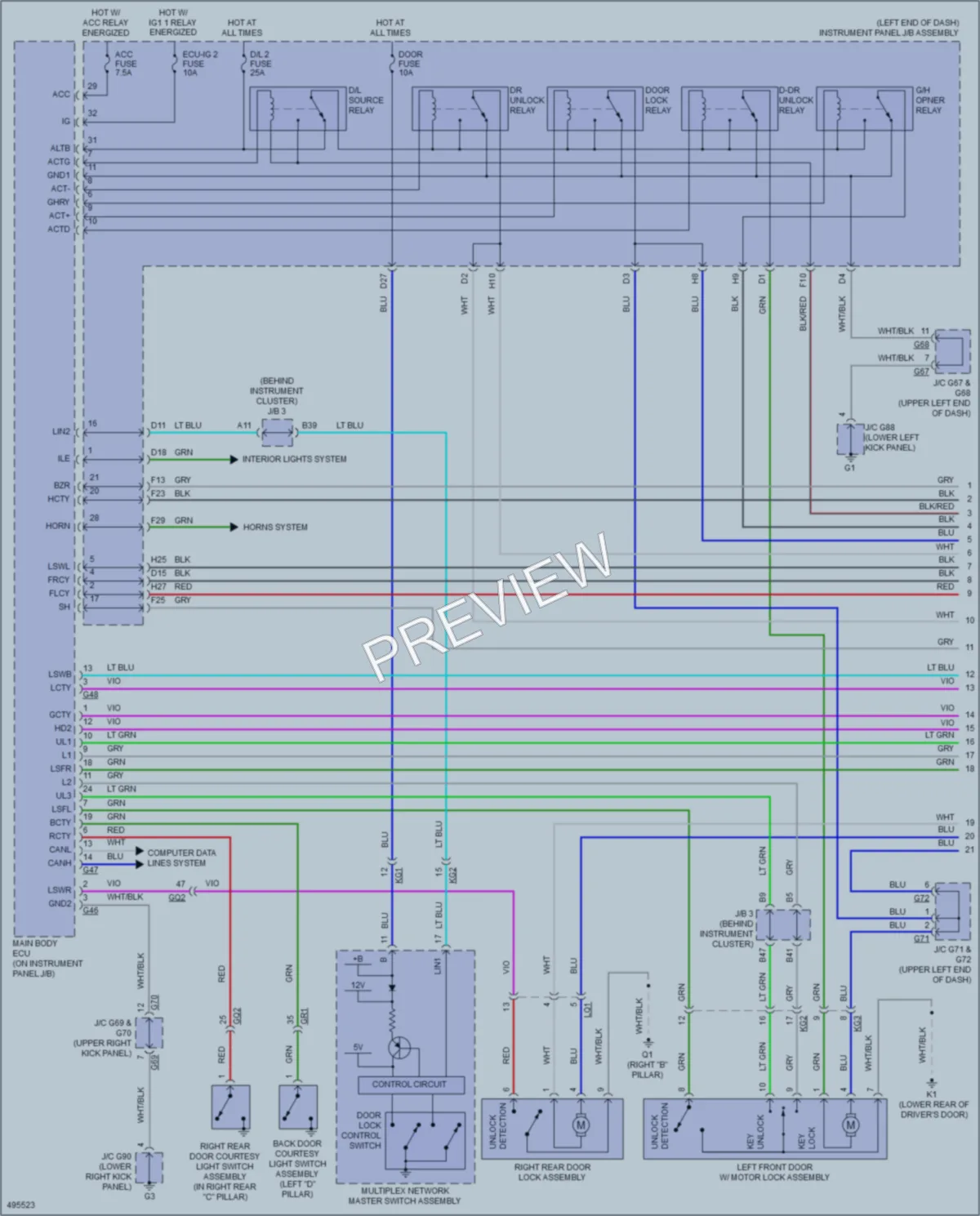 2016 Lexus GX460 Power Door Locks wiring diagram preview