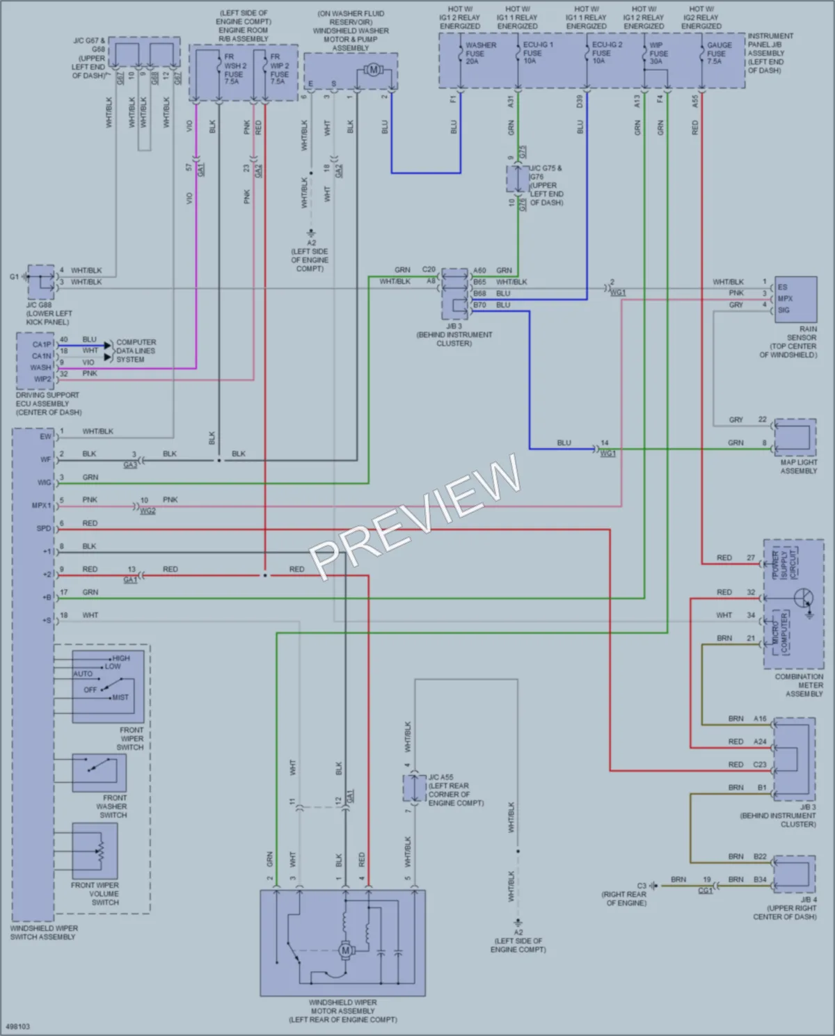 2016 Lexus GX460 Wiper Washer wiring diagram preview